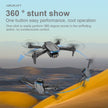 A K3pro Drone E99 Folding by Dropshipman performs 360° flips over sands. Text highlights its 