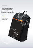 The Dropshipman Bluetooth Projection Backpack is a black unisex outdoor bag with a water-repellent, anti-scratch surface—rain stays outside, keeping your belongings safe and dry in this reliable companion.