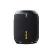 A black portable speaker with a blank background 