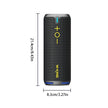 The DSP Wireless Bluetooth Audio Dust-proof Waterproof Speaker by HeadphoneHeat features a sleek cylindrical design, front plus and minus volume controls, prominent 