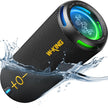 The HeadphoneHeat Hi-Fi Wireless Bluetooth Stereo speaker offers colorful LED lights and immersive surround sound. With a water-resistant cylindrical design, side volume controls, and USB charging, it ensures convenient portability.