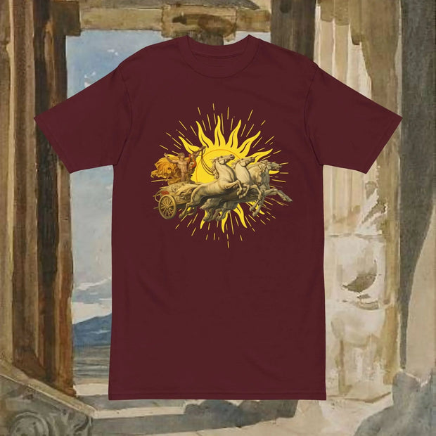 Mythic Sun Apollo Chariot T-Shirt — Apollo and his chariot cresting the rising sun. Real South Health Co.