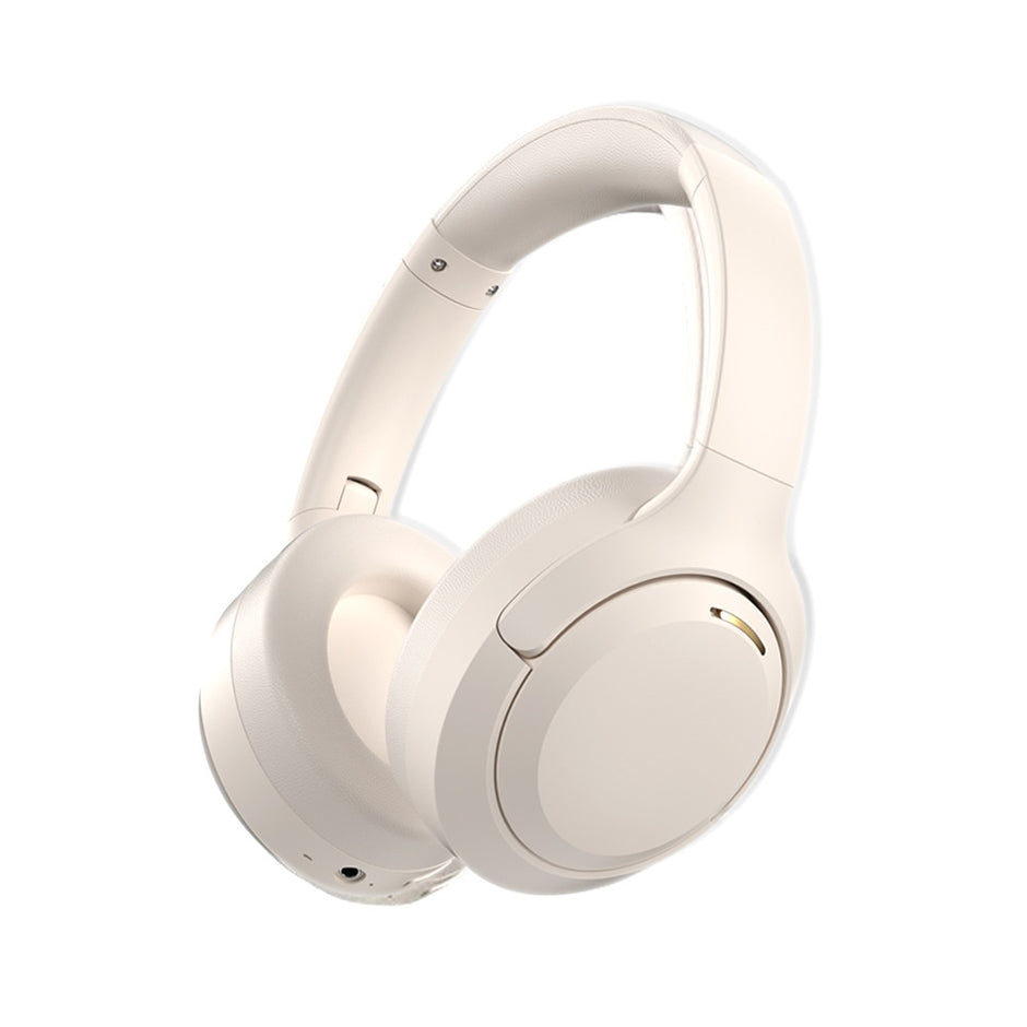 The Dropshipman PulseWave Over Ear Headphones are wireless Bluetooth headphones in off-white, shown against a plain white background for a sleek appearance and extended battery life.
