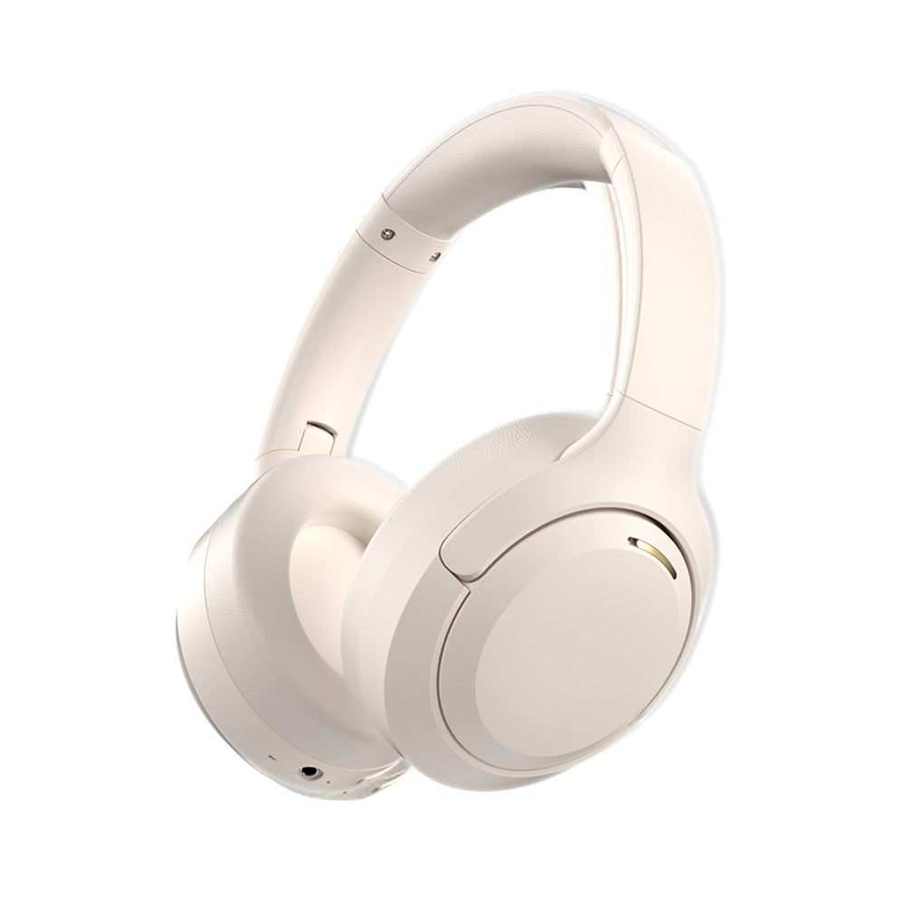 The Dropshipman PulseWave Over Ear Headphones are wireless Bluetooth headphones in off-white, shown against a plain white background for a sleek appearance and extended battery life.