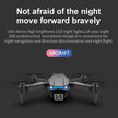 A black Dropshipman K3pro Drone E99 Folding with LED lights is shown on a dark background. Text above reads, 