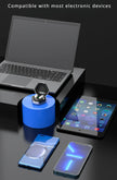 A variety of electronic devices, including a laptop, the Esports ZIXZEX Game Bluetooth TWS Earbuds in their charging case from HeadphoneHeat, a tablet, and two smartphones, are displayed on a black surface. The text 