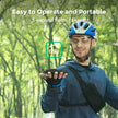 A smiling man in a blue helmet, glasses, and gloves holds the Dropshipman Hover Air X1 Pro 4K drone above his palm in a forest. Text: 