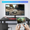 A person playing on the EVANOVM X6 Retro Game Console, featuring a vivid 3.5/4'' IPS screen and over 10,000 classic games, enjoys a motorcycle game, demonstrating the excitement of portable gaming. Meanwhile, in the background, a computer monitor shows a car racing game. Text emphasizes the device's 2000 mA lithium-ion battery for enhanced longevity. A keyboard and HeadphoneHeat headset complete the gaming setup.