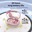 Explore the stylish pink HeadphoneHeat choice HYUNDAI HY-Y16 AI translator OWS Wireless Bluetooth v5.4 Earphones, gracefully arranged on a clock face. With Bluetooth 5.4 technology, these high-quality headphones offer up to 24 hours of battery life—providing 5 hours per charge and incorporating power-saving features for extended use.
