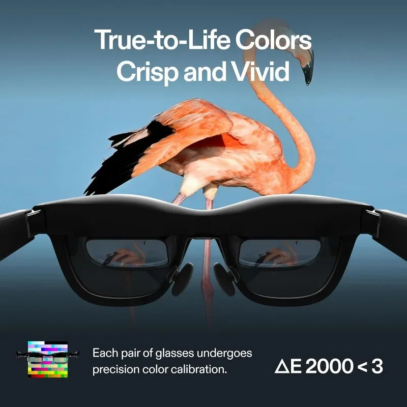 Immerse yourself in a new dimension with the XReal Air 2 Pro AR Glasses by HeadphoneHeat. Delight in a realistic flamingo set against a vibrant blue background, thanks to the 