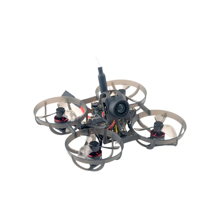Image of the HappyModel Mobula6 2024 1S 65mm Ultra Light Micro FPV Drone2, a compact black drone with four propellers from HeadphoneHeat, using a SuperX Flight Controller and ELRS 2.4GHz technology. Advertised on AliExpress, it includes 