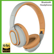 A pair of gray and orange HeadphoneHeat FITHEM H7 Pro max Wireless Headphones with a sleek design. The image includes text indicating 