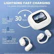 Image of Dropshipman XP2 Large Over The Ear Earbuds with charging case. Features: Bluetooth 5.4 for stable connection, 1-hour fast charging, 8 hours per use, up to 30 hours with case. Blue background, white text and icons.