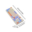 Introducing the K82 Mechanical Gaming Keyboard by HeadphoneHeat, a wired keyboard with a retro design featuring multi-colored keys in white, blue, orange, and gray. Measuring 39.5cm x 15.3cm x 3.3cm, it comes equipped with a USB interface and a convenient round knob on the top right corner for easy adjustments.