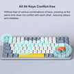 The HeadphoneHeat Wireless Mechanical Keyboard, featuring 84 keys, boasts conflict-free key pressing to minimize delays and errors during simultaneous key combinations. Equipped with OUTEMU Switches, it ensures precision and responsiveness for a seamless typing experience.