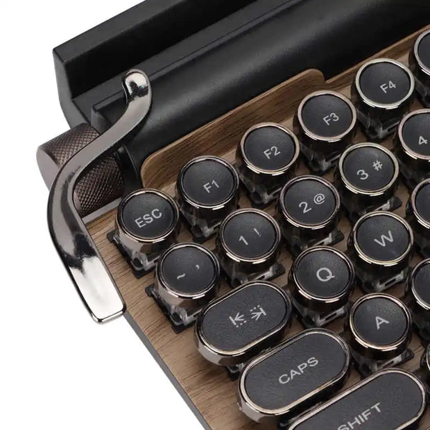 The Retro Typewriter Mechanical Keyboard by HeadphoneHeat combines retro style with modern functionality, featuring authentic key clatter that offers a tactile experience akin to using a traditional typewriter.