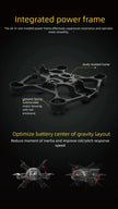 The HeadphoneHeat SpeedyBee Mario Mini25 PW features a black integrated frame with labeled body-molded design and upward-facing submersible motor housing, plus optimized battery center of gravity for enhanced response in this app-controlled RC quadcopter.