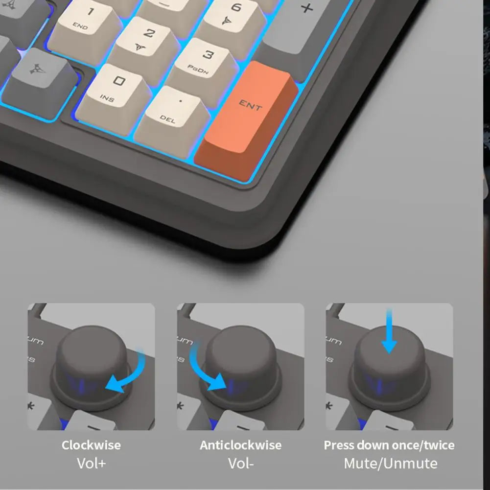 The K82 Mechanical Gaming Keyboard from HeadphoneHeat features a wired design with neon blue backlighting and a distinctive orange 