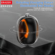 A sleek black and orange rotating charging case with illuminated ear hooks showcases the [AI Translator Earphone] ERAZER XF31 Bluetooth Translation Earbuds Sleep ASMR Headset DIY APP by HeadphoneHeat. Set against a dark background, the image features text in English and Spanish detailing product features, including its cutting-edge noise-cancelling capabilities.