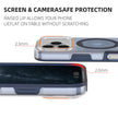 Side view of the Dropshipman Iphone 17 Magnetic Phone Case shows its protective design with 2.5mm raised edges around the camera and 2.0mm around the screen, featuring clear text that highlights screen and camera safe protection.