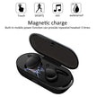 Image of CHUYONG Y30 TWS Wireless Earbuds 5.0 from HeadphoneHeat.Com in an open charging case. The black Bluetooth earbuds emit small blue electric sparks, indicating they are charging. Above the case, icons depict touch control, sports usage, HIFI sound, and waterproof features. 